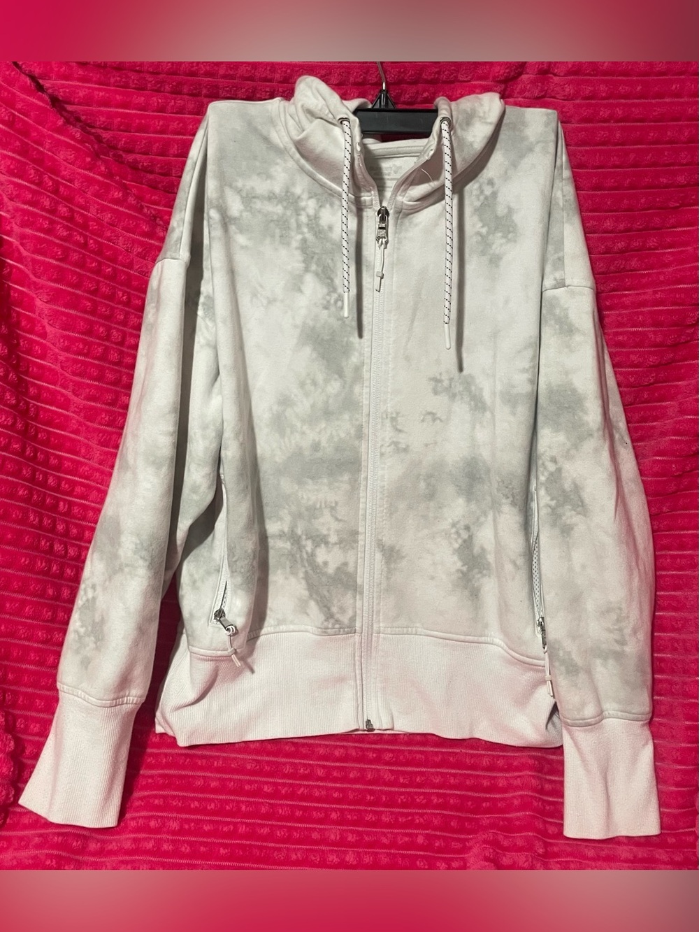 Old Navy Gray Marble Tie-Dye Zip Hoodie